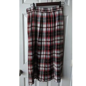 Vintage retro plaid pleated midi skirt